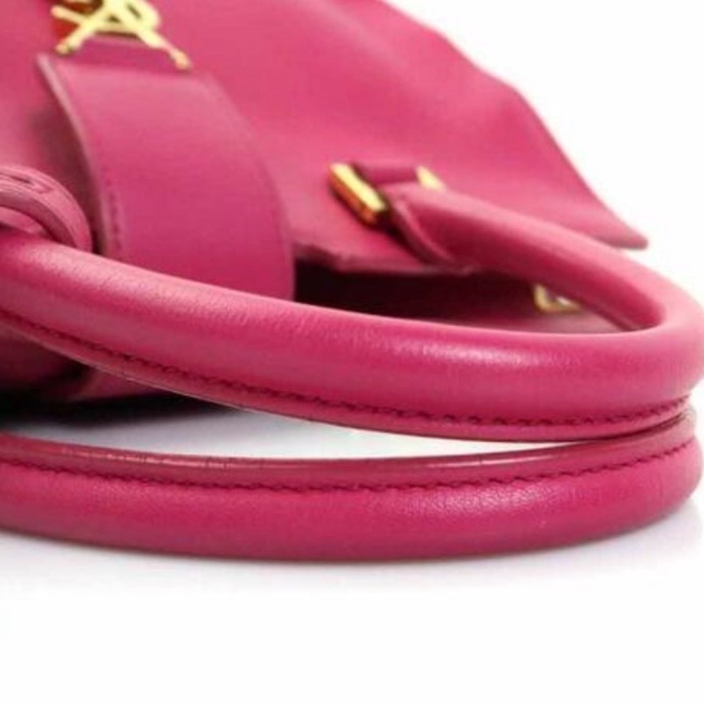 SOLD Auth Yves Saint Laurent Cabas Cynch Small Fuchsia Tote Y Bag pink leather - Picture 13 of 14